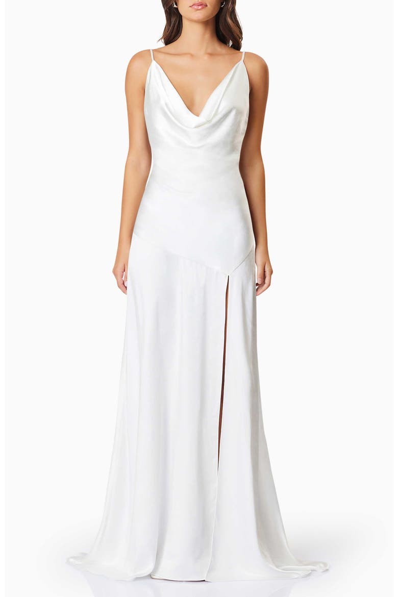 Clementine Satin Gown, Main, color, IVORY