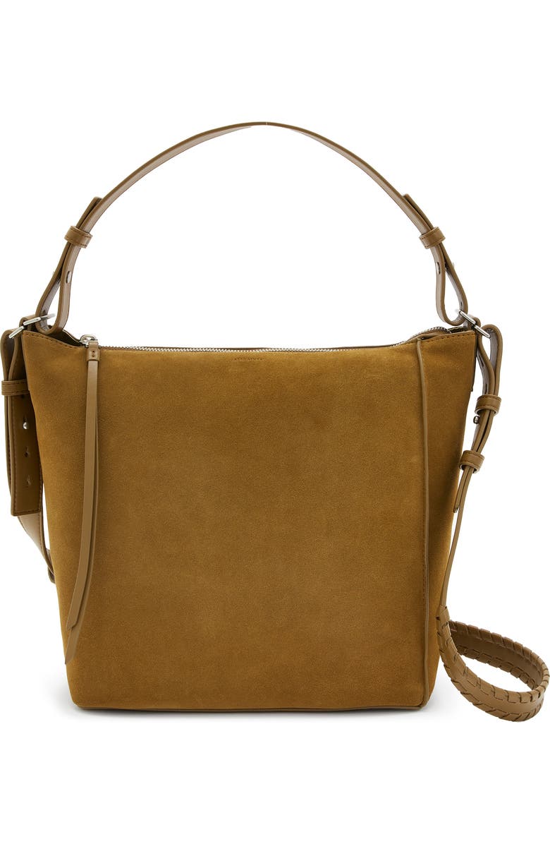 AllSaints Kita Suede Messenger Crossbody Bag, Main, color,