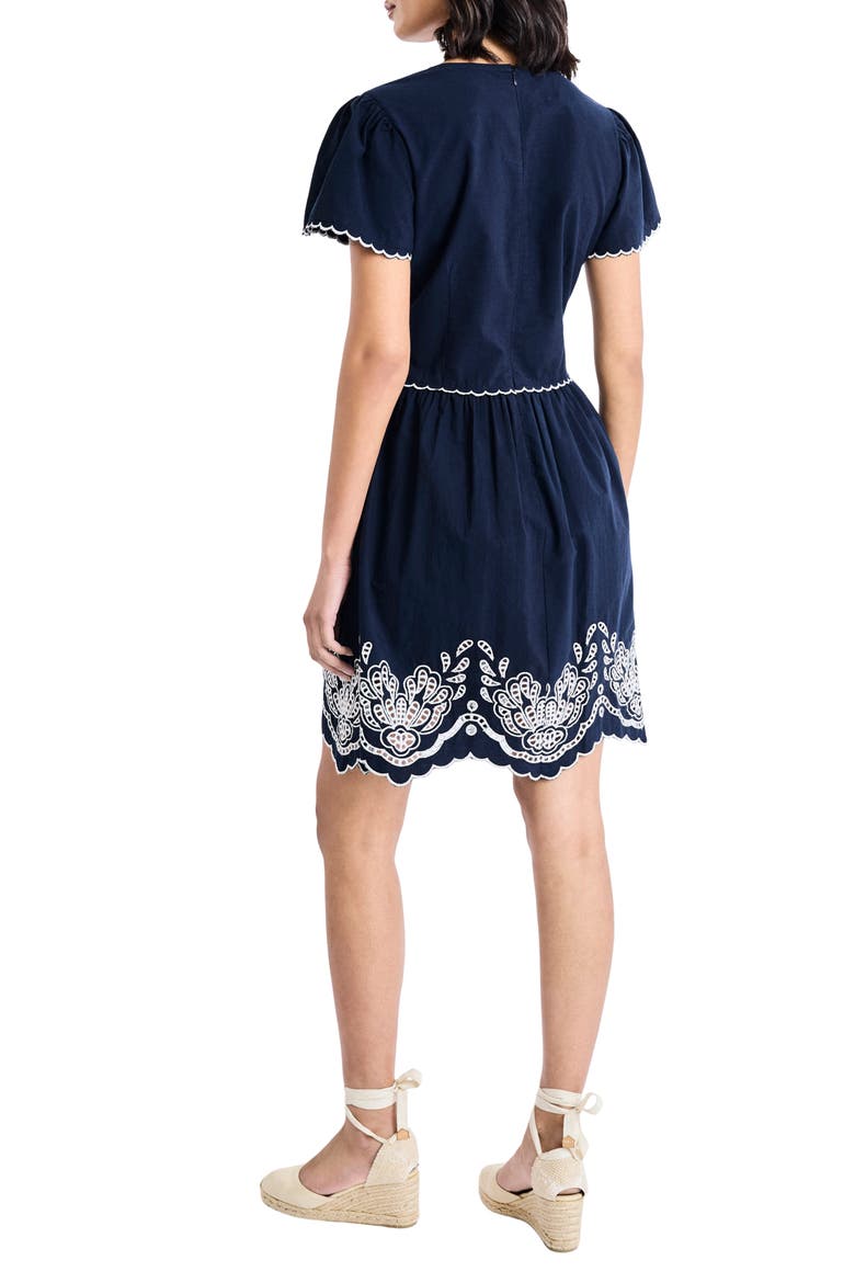 V-Neck Cotton Minidress, Alternate, color, NAVY BLAZER