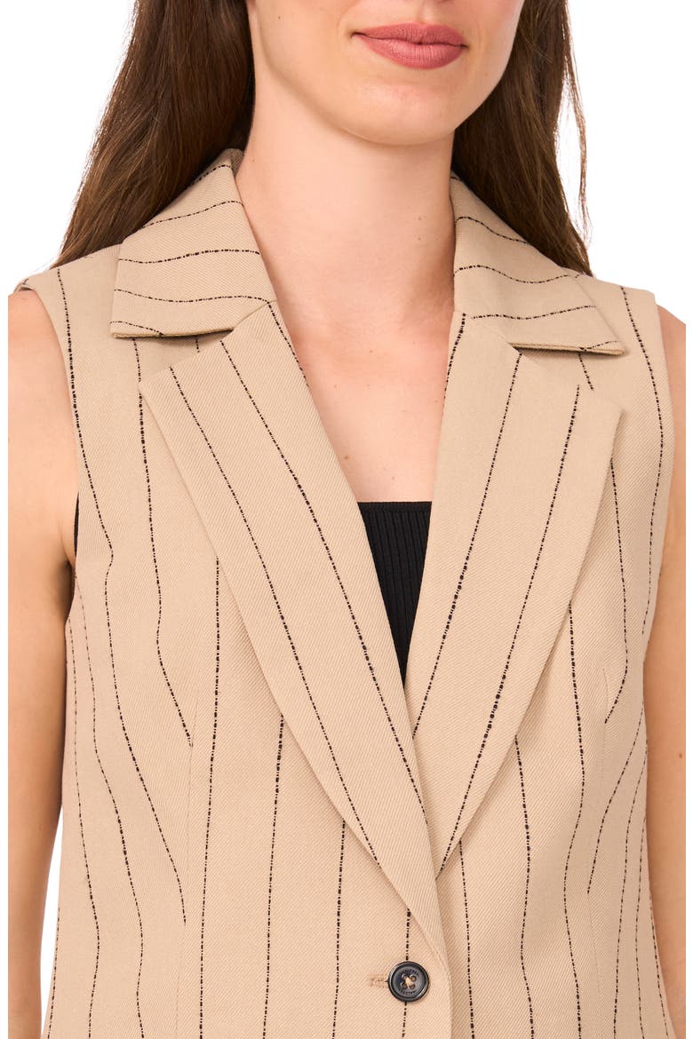 Pinstripe Linen Blend Longline Vest, Alternate, color, DUSTY CAMEL