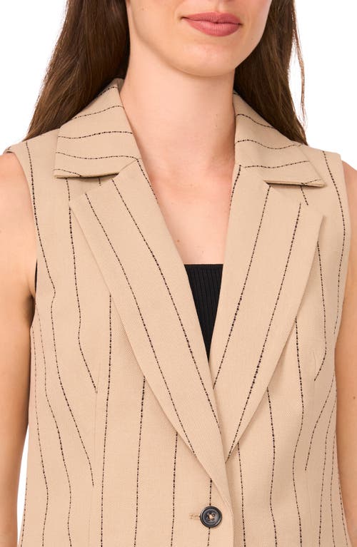 Halogen ® Pinstripe Linen Blend Longline Vest In Neutral