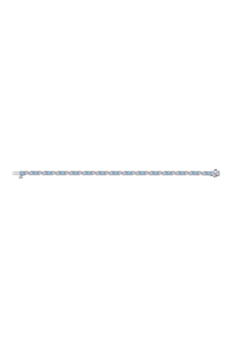 Birthstone Simulated Diamond & Simulated Semiprecious Stone Tennis Bracelet, Main, color, AQUAMARINE/ WHITE