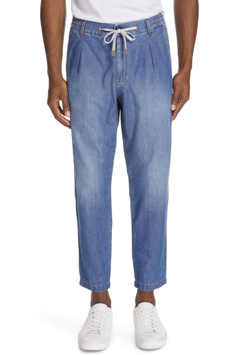 Stretch Denim Slim Fit Jogger Dress Pants, Main, color, DENIM