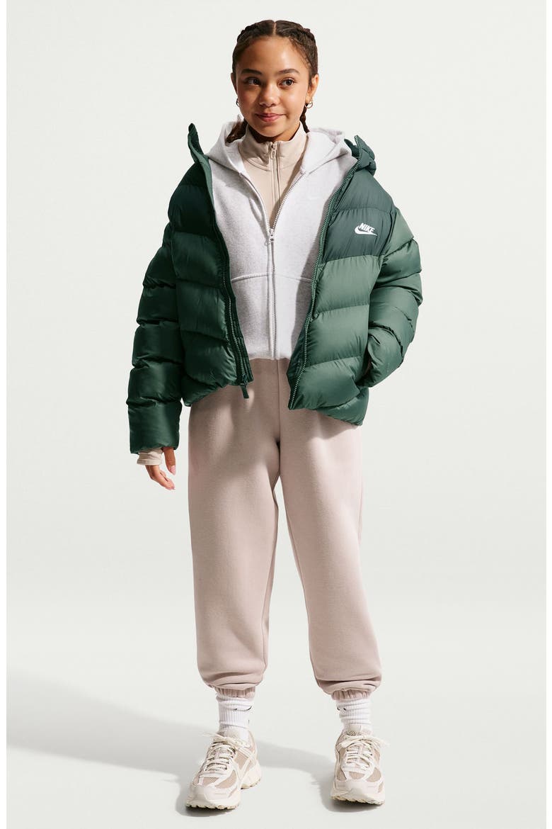 Kids' Sportswear Therma-FIT Water Repellent Loose Fit Puffer Jacket, Alternate, color, CAMO GREEN/ BLACK SPRUCE