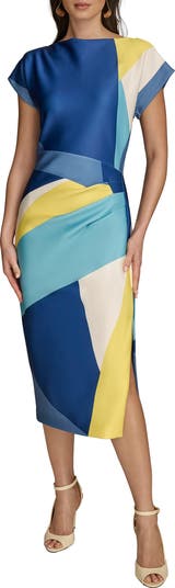 Donna Karan New York Colorblock Scuba Knit Midi Dress