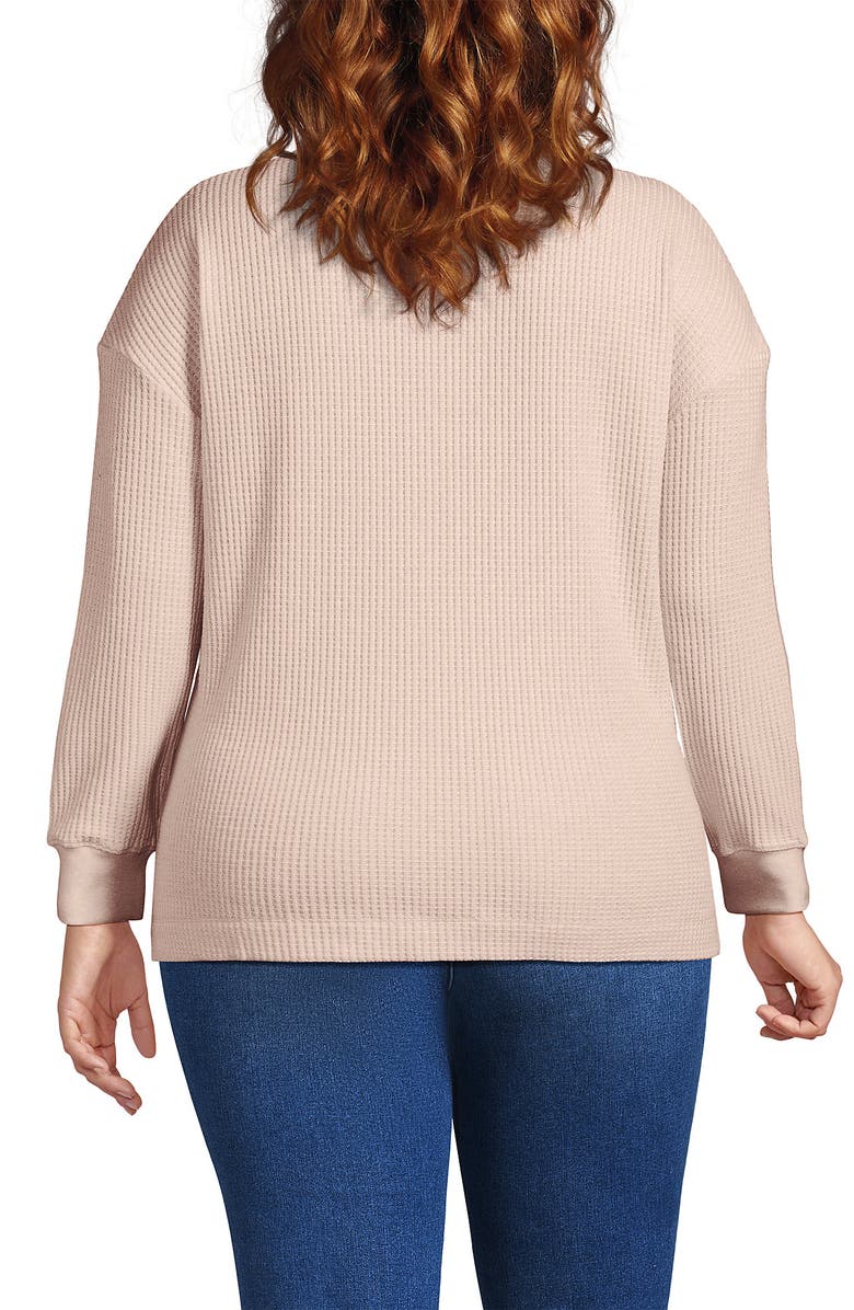 Lands' End Long Sleeve Waffle Shawl Collar Henley, Alternate, color, Blossom Heather