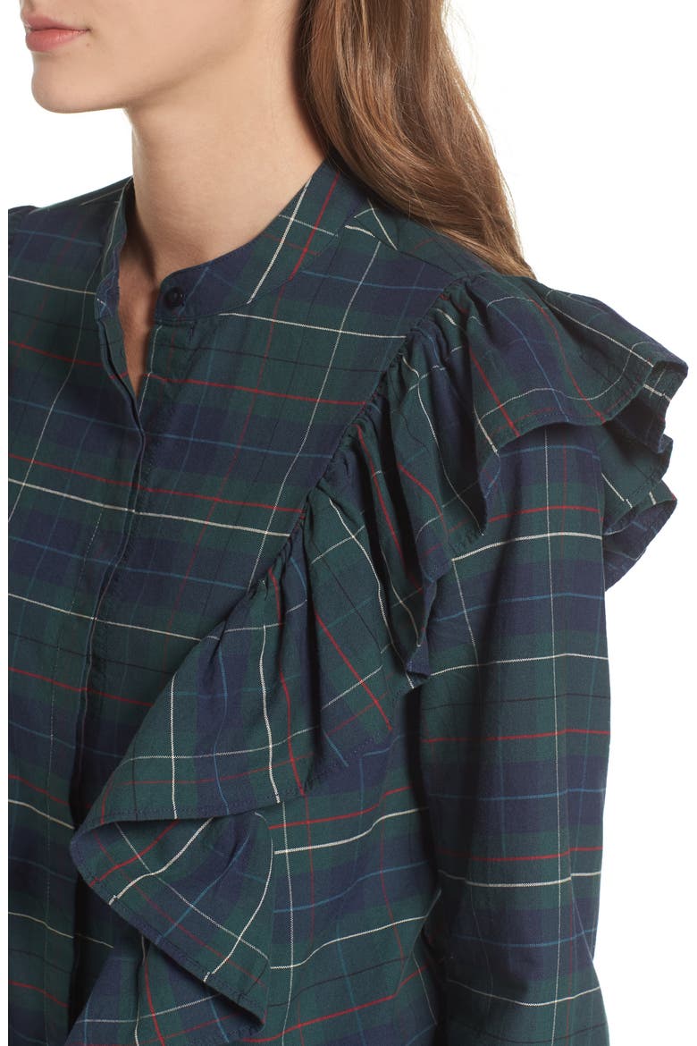 Plaid Ruffle Blouse, Alternate, color, GREEN GABLE SOFIA PLAID