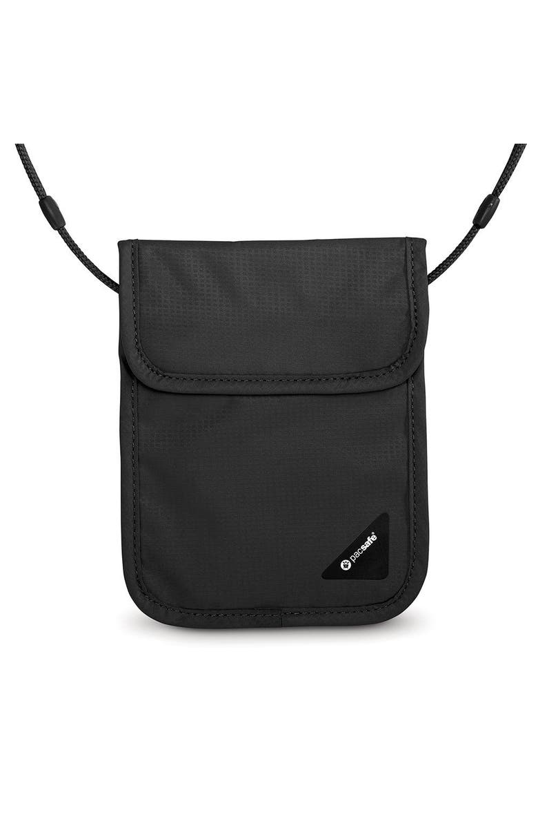 PACSAFE Coversafe X75 Anti-theft RFID Blocking Neck Pouch Neutral Grey, Main, color, Black