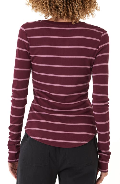 Threads 4 Thought Akia Caribbean Stripe Rib Henley In Burgundy