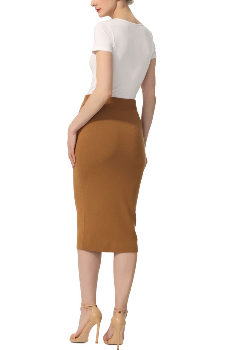 Women's Knit Pencil Skirt, Alternate, color, Mustard