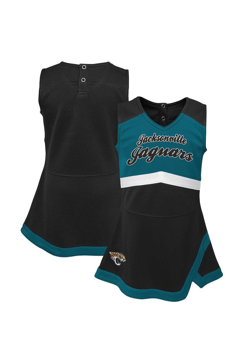 Girls Infant Black Jacksonville Jaguars Cheer Captain Jumper Dress, Main, color, Black