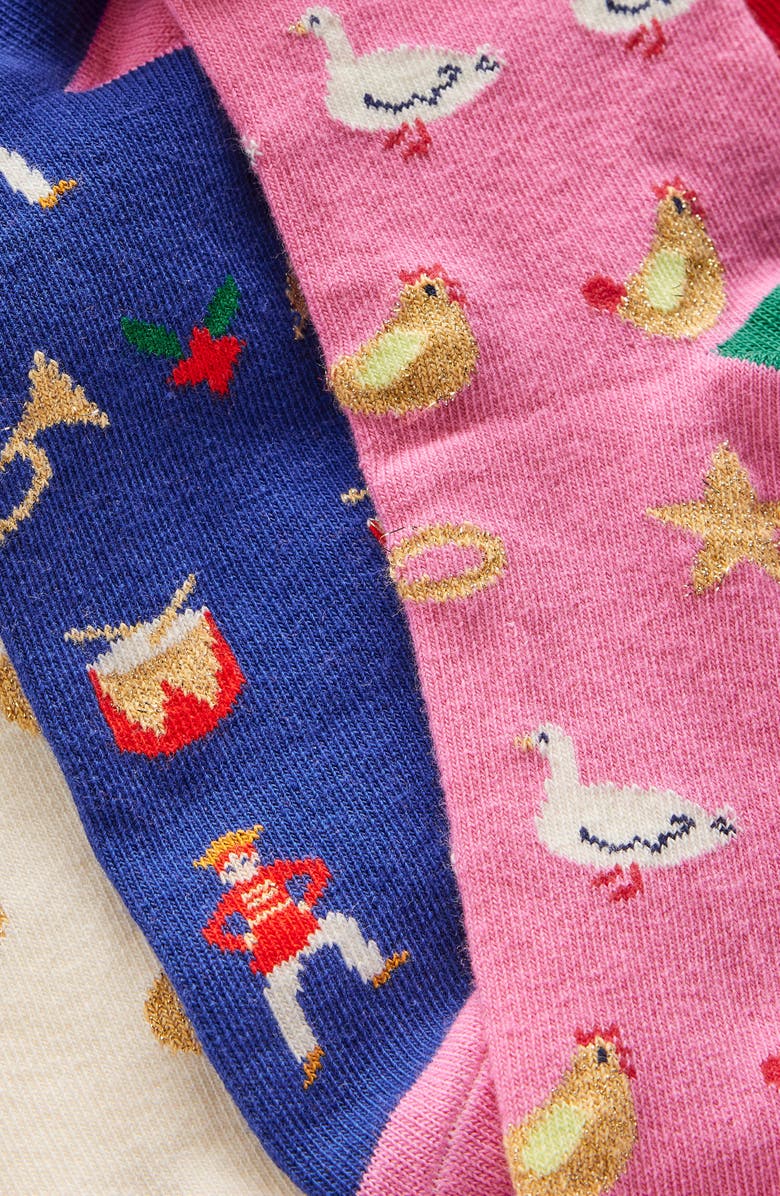 Mini Boden Kids' Assorted 7-Pack Cotton Blend Crew Socks, Alternate, color, 12 Days Of Christmas