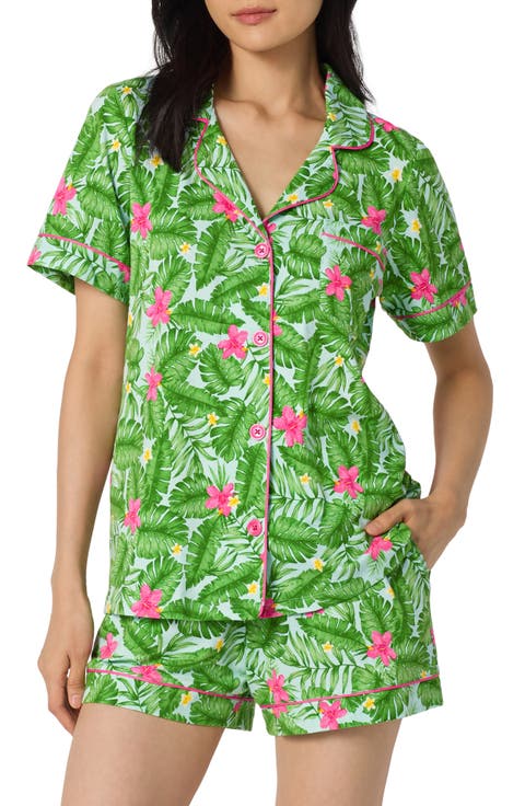 Print Stretch Organic Cotton Short Pajamas
