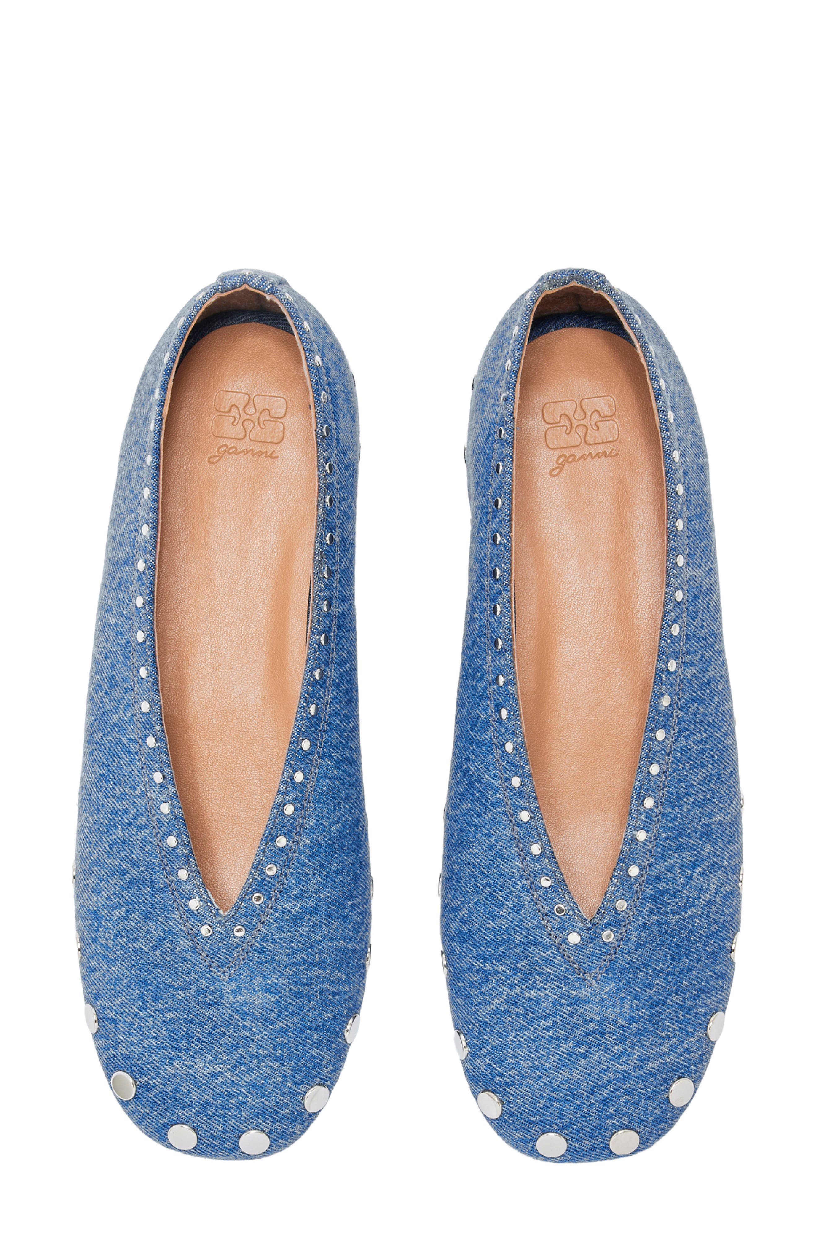 Jenny Studded Ballet Flat, Alternate, color, MID BLUE STONE