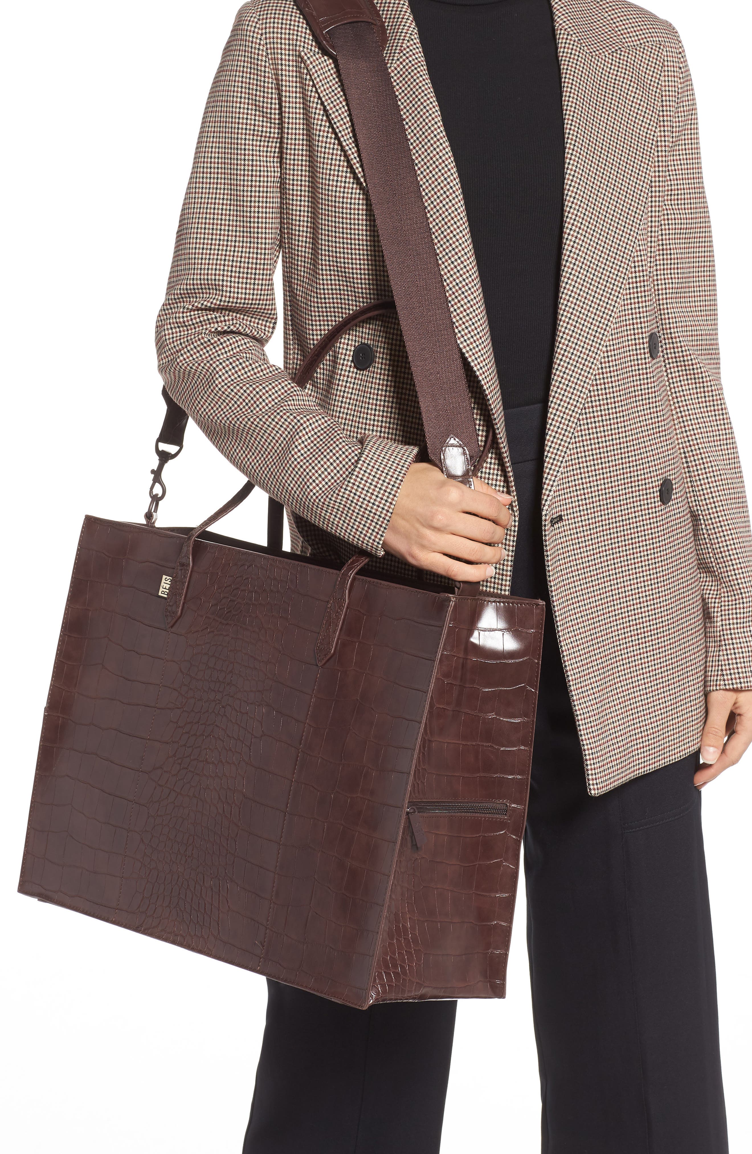 Large Work Tote, Alternate, color, ESPRESSO CROC
