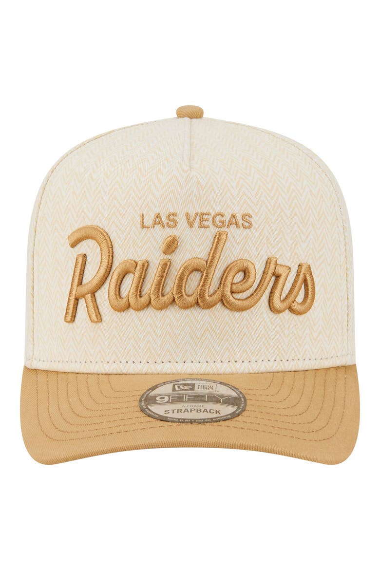 Men's New Era  Cream Las Vegas Raiders Herringbone 9FIFTY A-Frame Snapback Hat, Alternate, color, Cream
