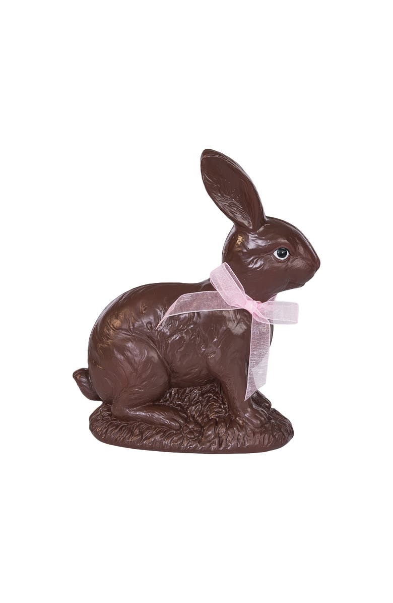 Gallerie II Chocolate Polyresin Easter Rabbit w/ Lace Ribbon Medium Figurine 9.06", Alternate, color, Brown