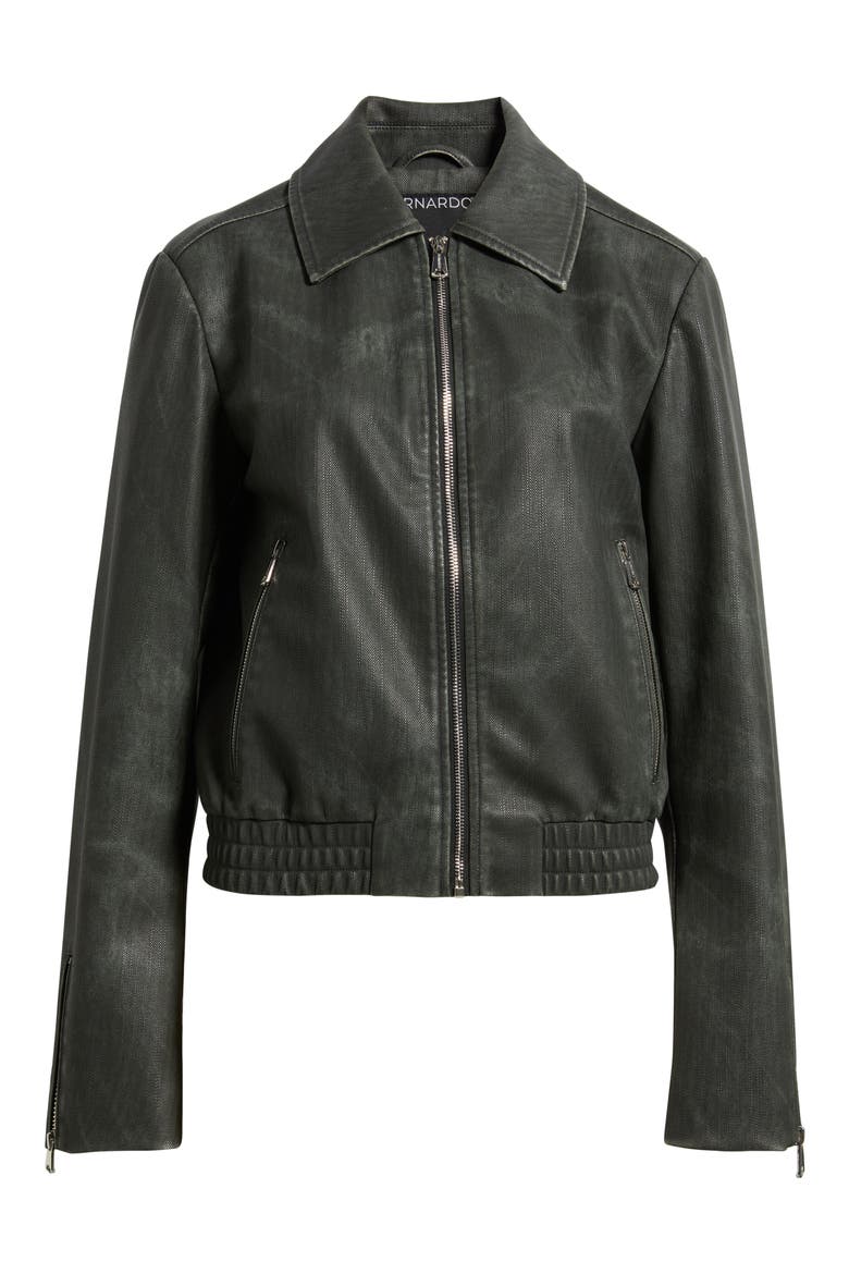 Distressed Faux Leather Jacket, Alternate, color, GREY