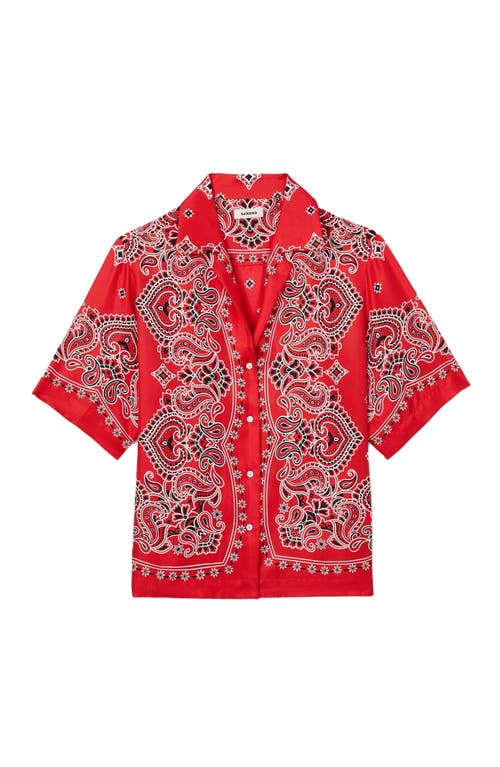 Sandro Bandana Print Silk Shirt In Multi