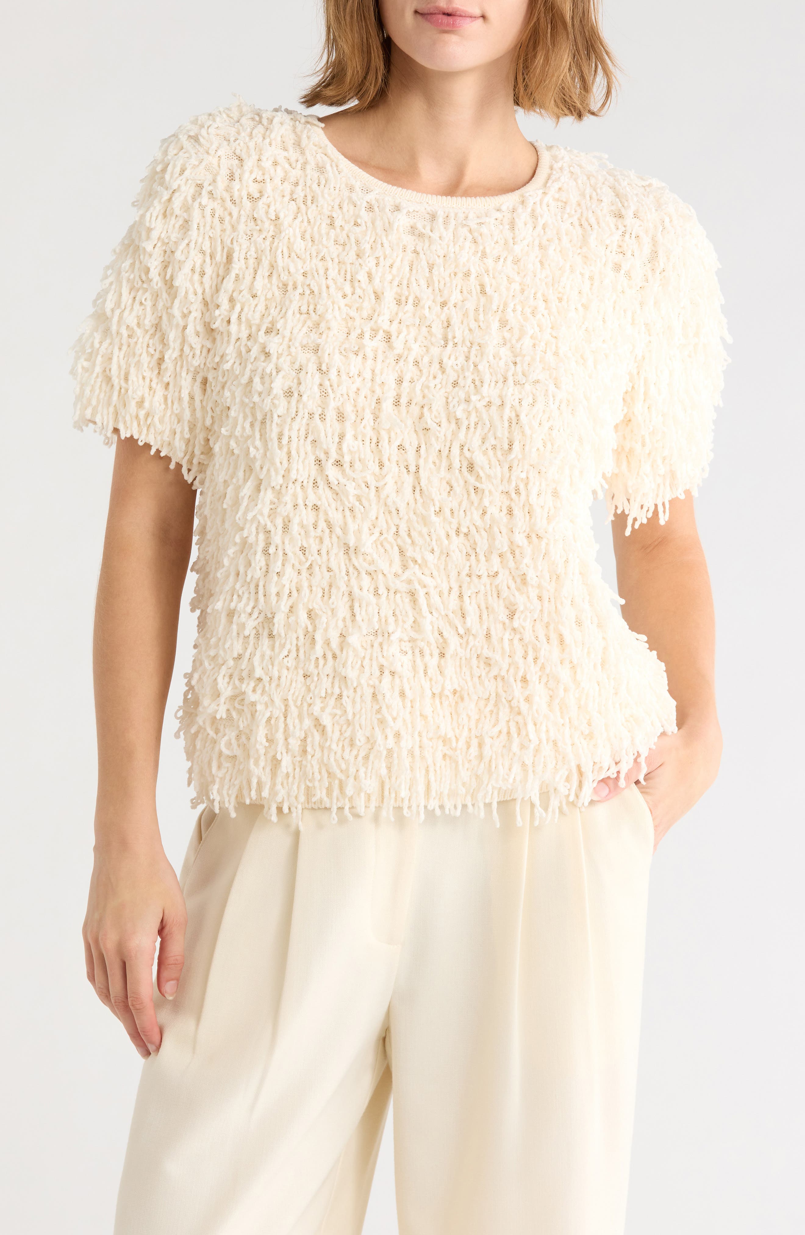 Fringe Short Sleeve Sweater