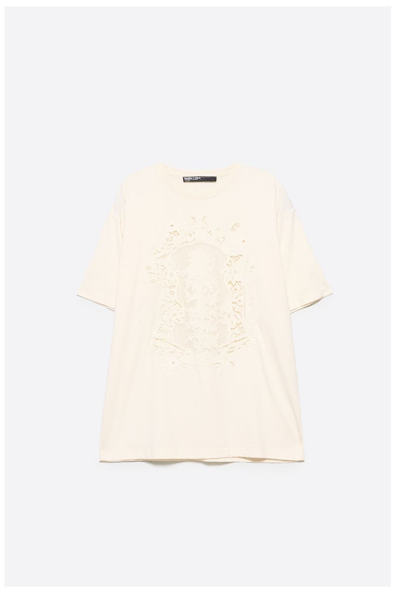 Tonal Logo Embroidered T-shirt, Alternate, color, IVORY