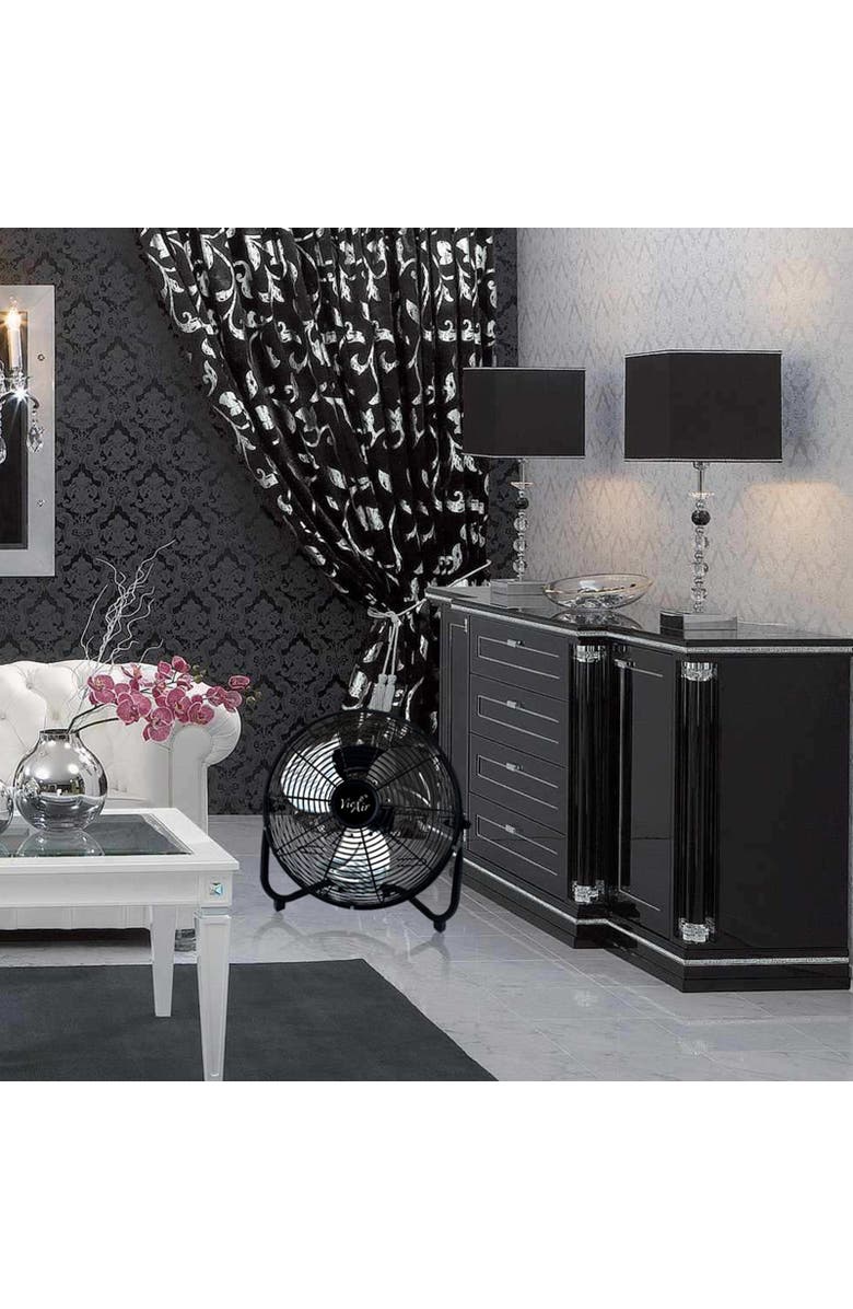 Vie Air 12 Inch High Velocity All Metal Tilting 3 Speed Floor Fan, Alternate, color, Black