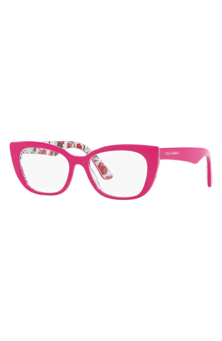Dolce&Gabbana 49mm Cat Eye Optical Glasses, Alternate, color, Pink