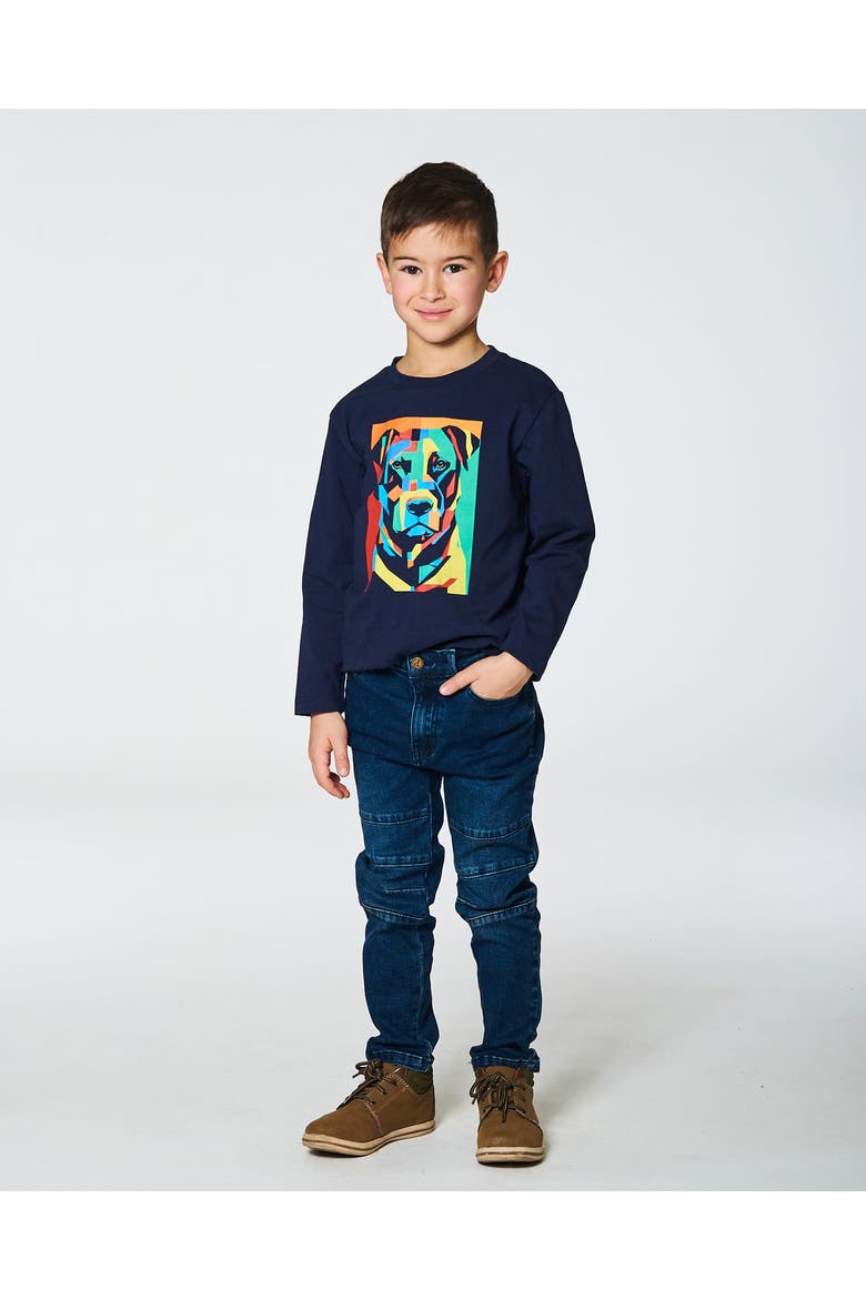 Boy's Long Sleeve T-Shirt With Print Navy, Alternate, color, Peacoat
