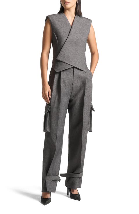Danielle Tailored Pleated Cargo Trousers