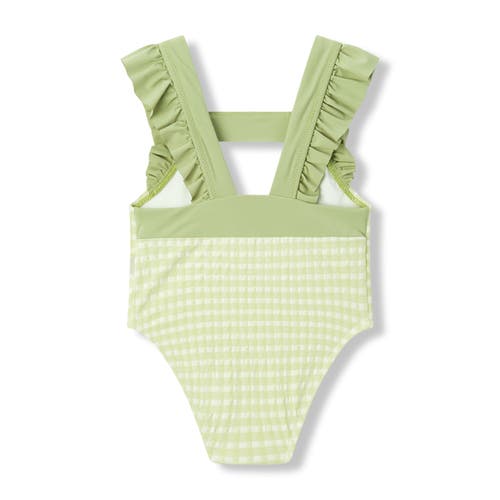Milkbarn Ruffle Square Neck Swimsuit In Green