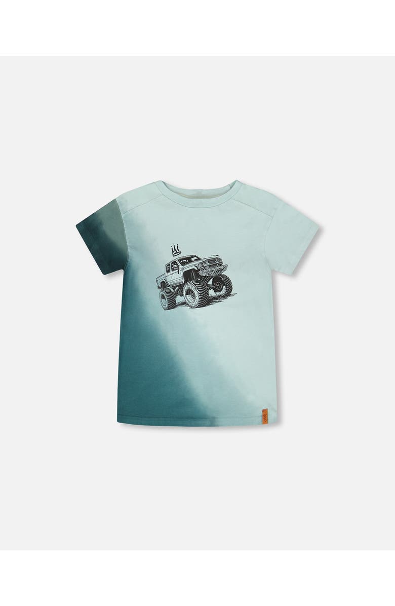 Deux par Deux Organic Cotton Jersey T-Shirt with Turquoise, Main, color, Turquoise