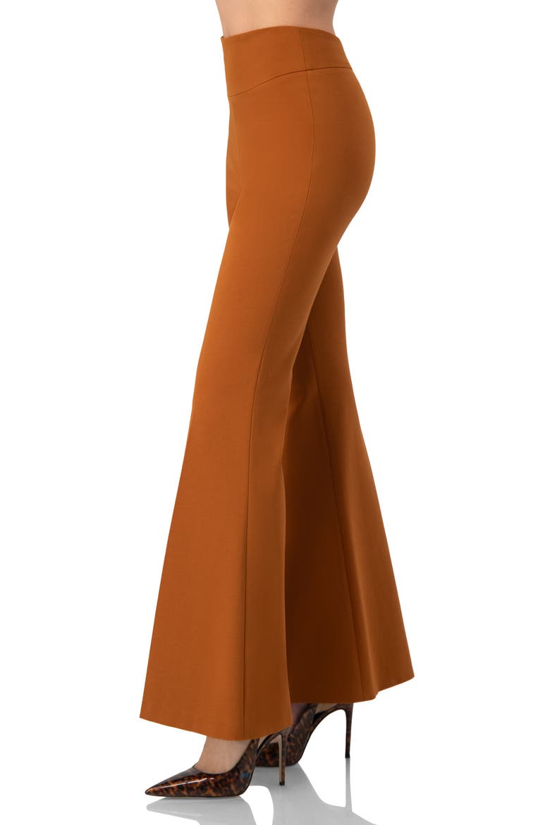 Flared Trousers with Wide Waistband, Alternate, color, Brown