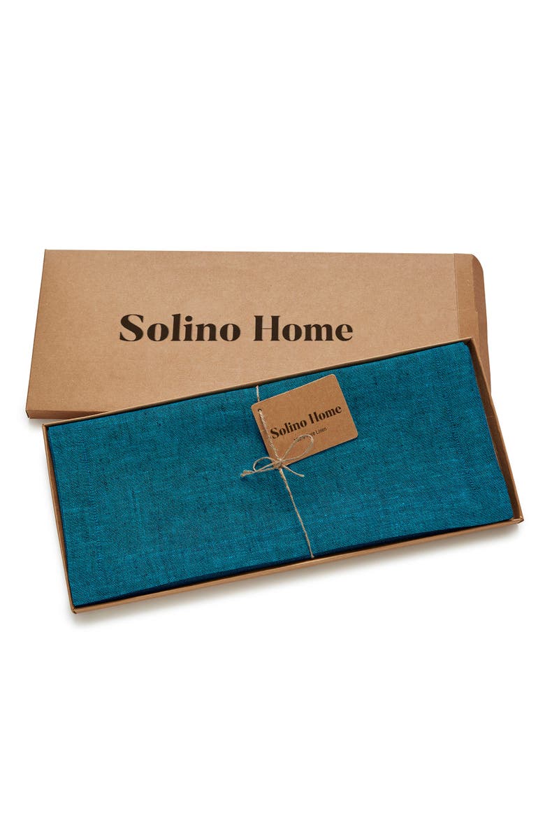 Linen Table Runner - Athena, Alternate, color, Chambray Teal