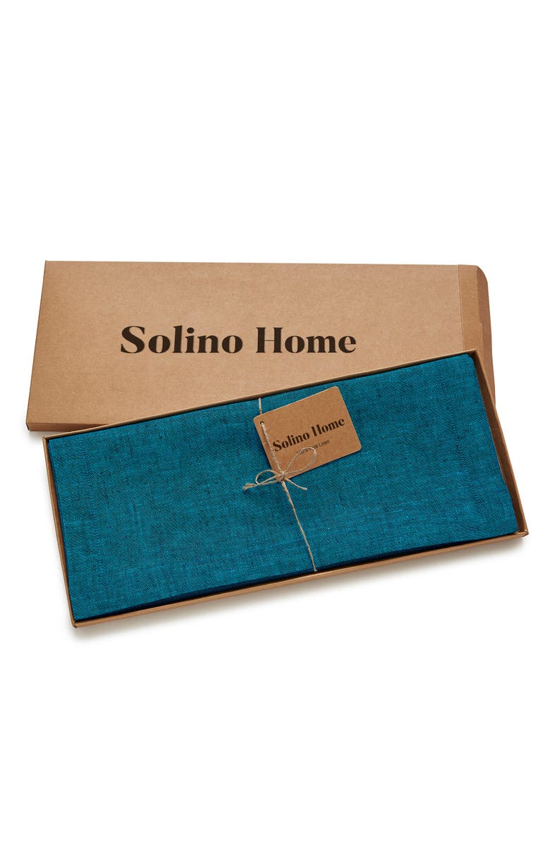 Solino Home Linen Table Runner for Dining Table, Holiday and Everyday Table Decor - Athena, Alternate, color, Chambray Teal