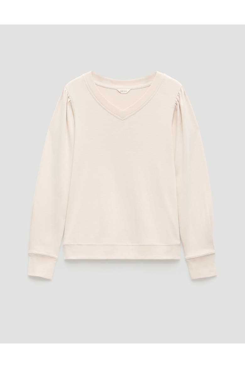 Emily V-Neck Puff Sleeve Top, Alternate, color, Almond