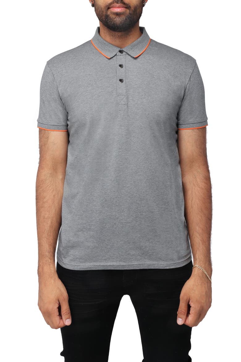 Pipe Trim Knit Polo, Main, color, HEATHER CHARCOAL/ VER