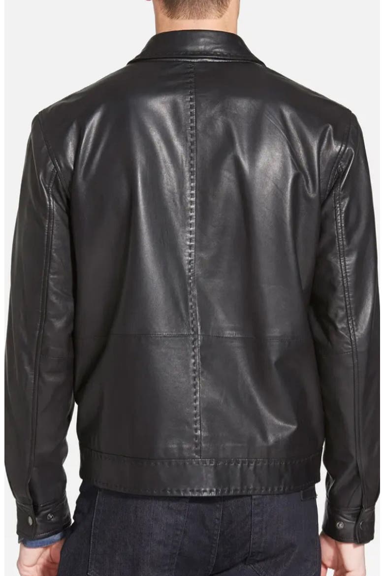 Pick Stitched Leather Jacket, Alternate, color, BLACK
