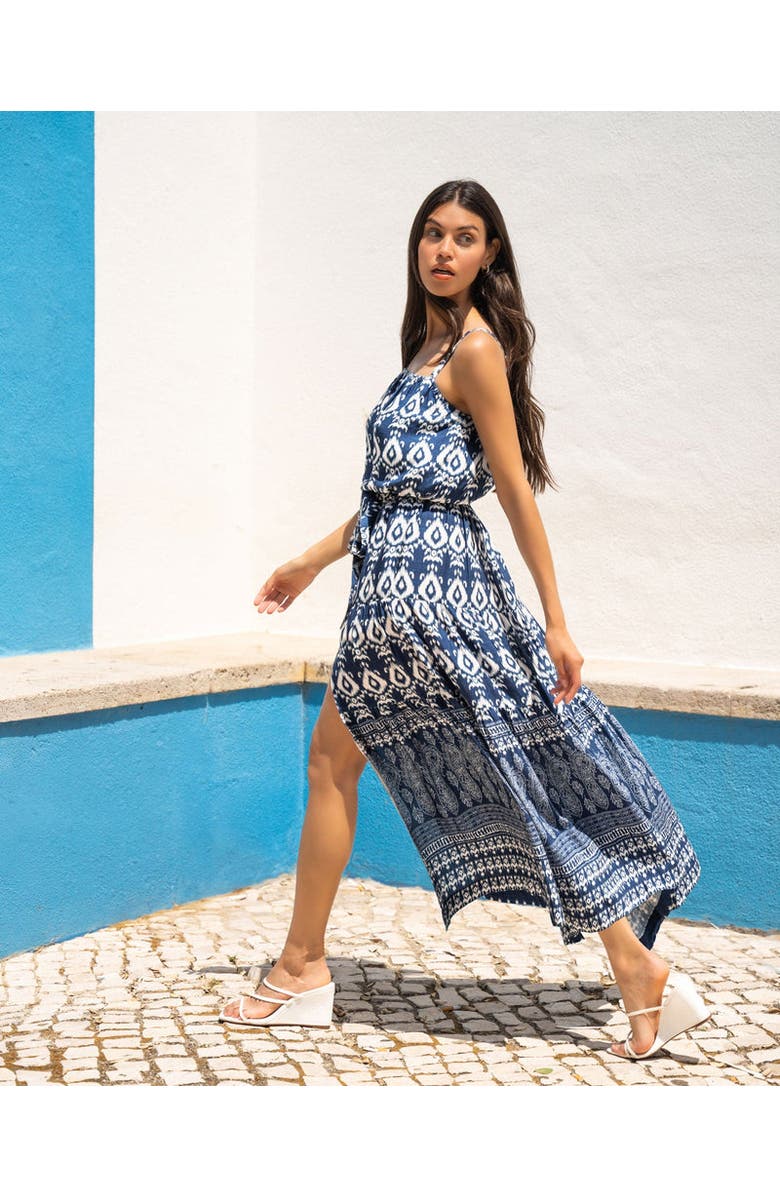 Change of Scenery Jenni Tiered Belted Smock Waist Skirt, Alternate, color, Tivara Ikat