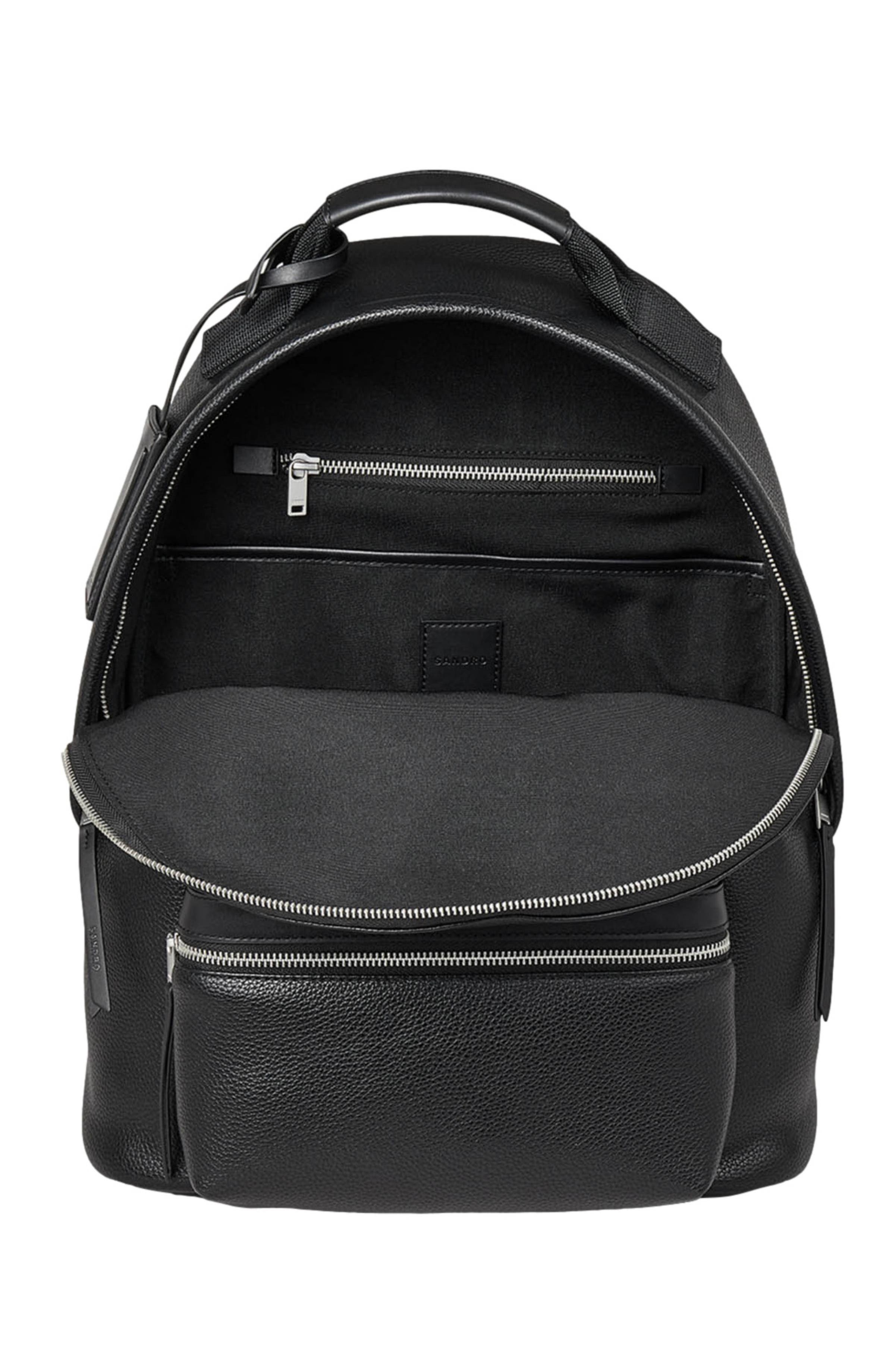 SANDRO Coated canvas backpack, Alternate, color, Black
