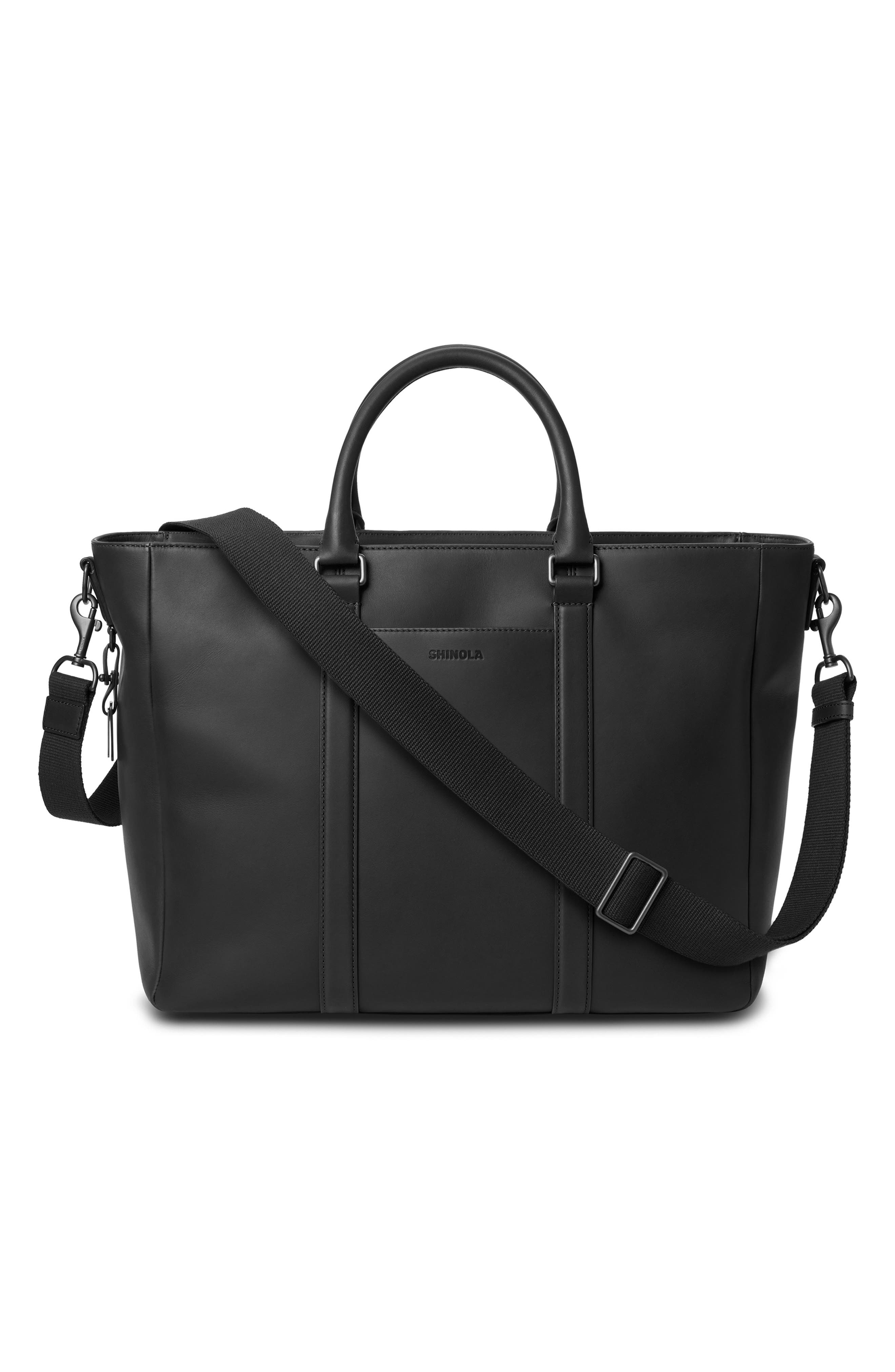 Runwell Leather Zip Briefcase, Alternate, color, BLACK