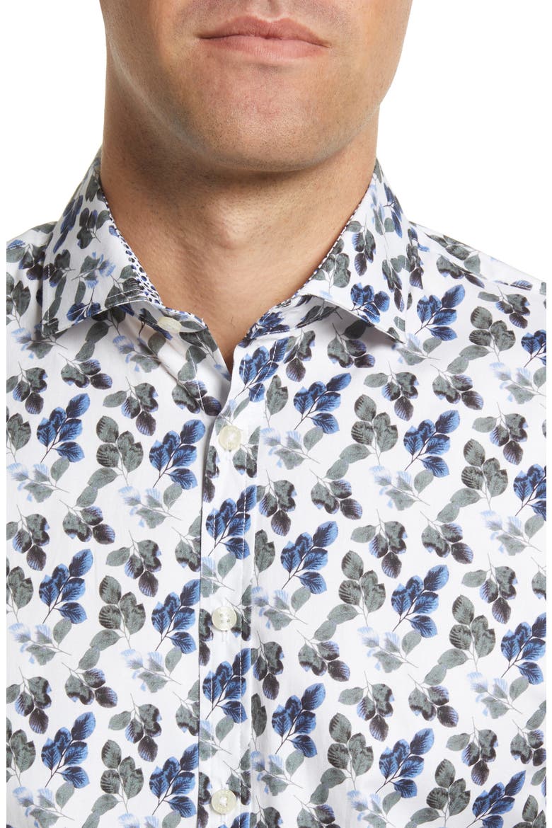 Harold Hi-Flex Stretch Leaf Button-Up Shirt, Alternate, color, PINE