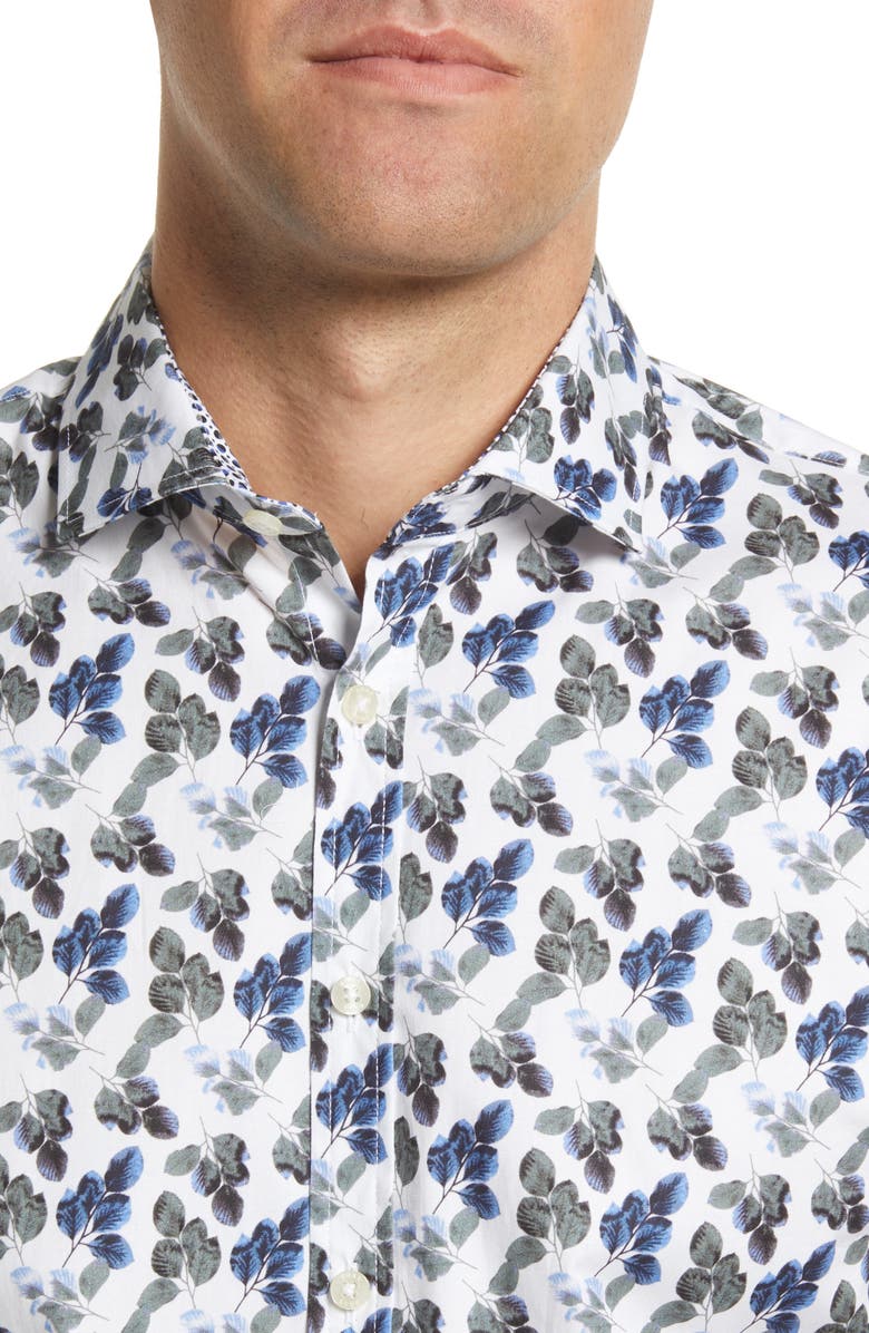 Brax Harold Hi-Flex Stretch Leaf Button-Up Shirt, Alternate, color, 