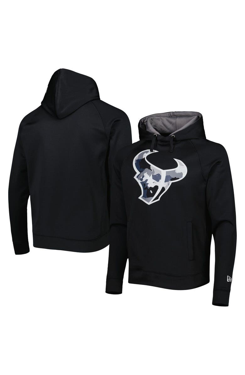 New Era Men's New Era Black Houston Texans Training Collection Raglan Pullover Hoodie, Alternate, color,
