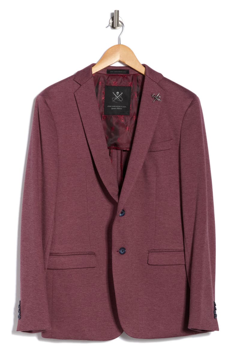 Heathered Knit Two Button Sport Coat, Alternate, color, RED