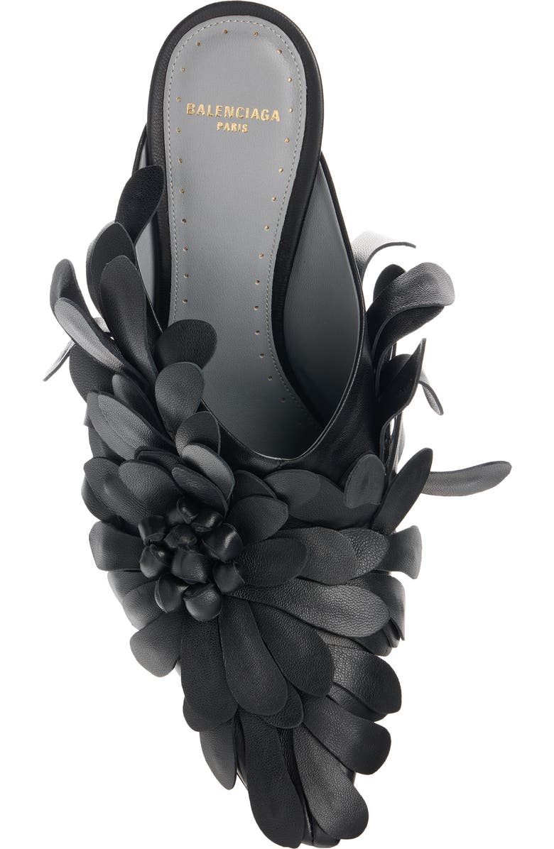 Balenciaga Duchesse Floral Petal Pointed Toe Mule, Alternate, color, Black/ Gold