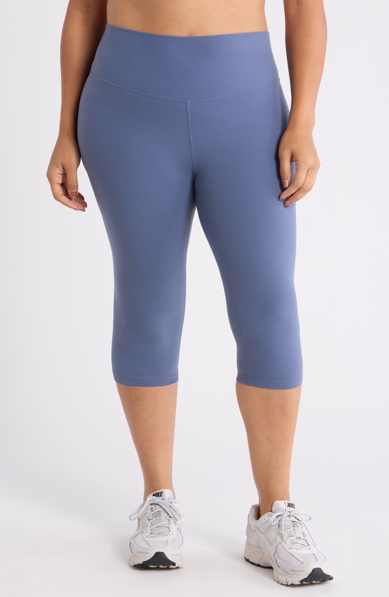 Zella Studio Luxe High Waist Capri Leggings, Main, color, Blue Vintage