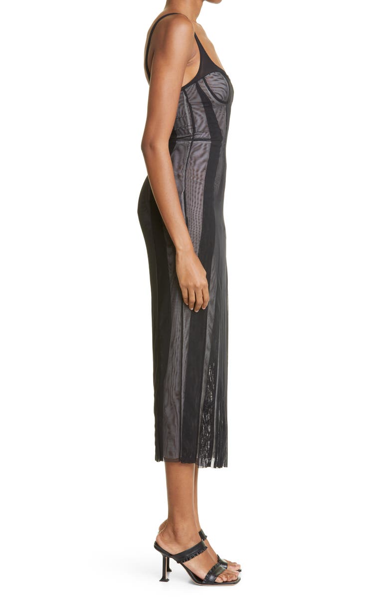 Kathryn Bowen Bustier Mesh Midi Tank Dress, Alternate, color,