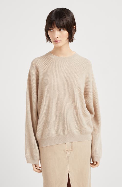 Brunello Cucinelli Ribbed Sweater In Cool Beige