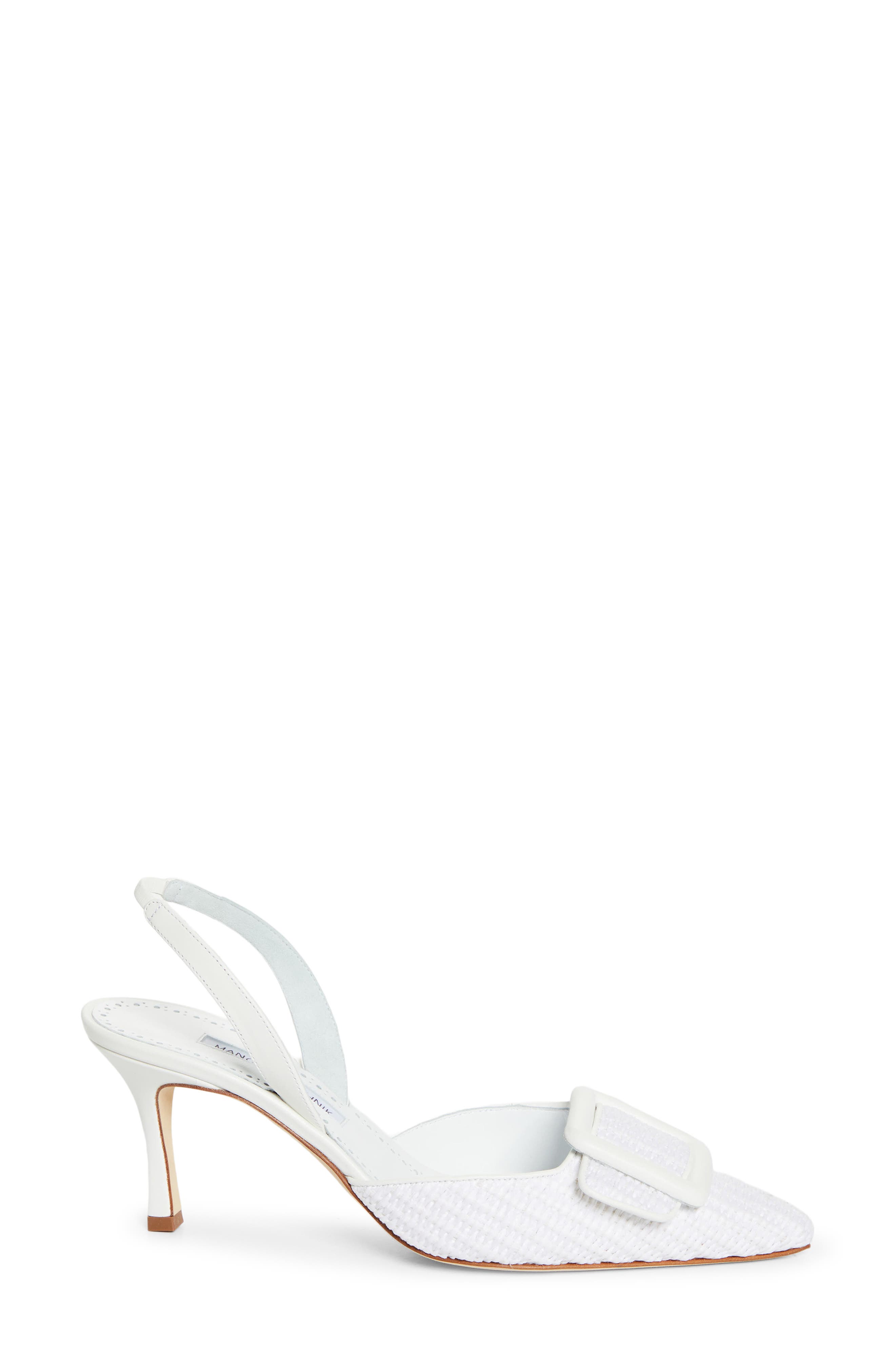 Manolo Blahnik Maysli Buckle Slingback Pump, Alternate, color, White