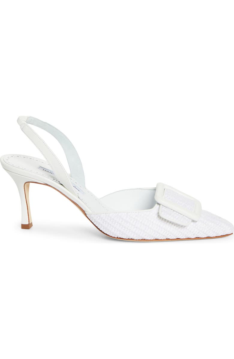 Manolo Blahnik Maysli Buckle Slingback Pump, Alternate, color, White